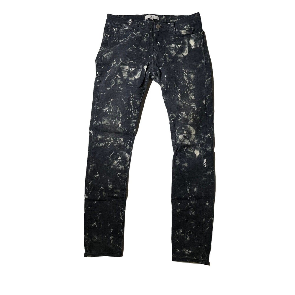 IRO Womens 28 Black and White Printed Mid Rise Dark Wash Stretch Skinny‎ Jean